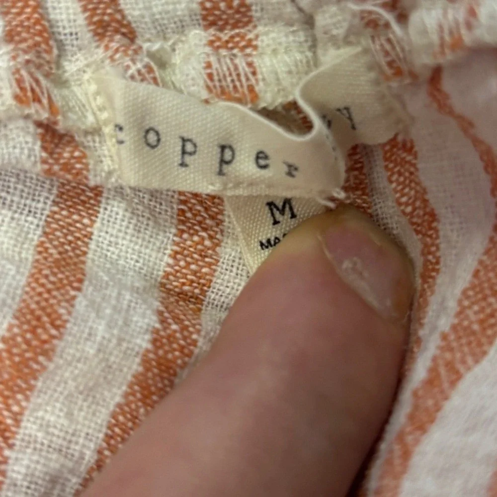 Copper‎ Key Girls Orange White Striped Linen Blend Wrap Skort Size Medium